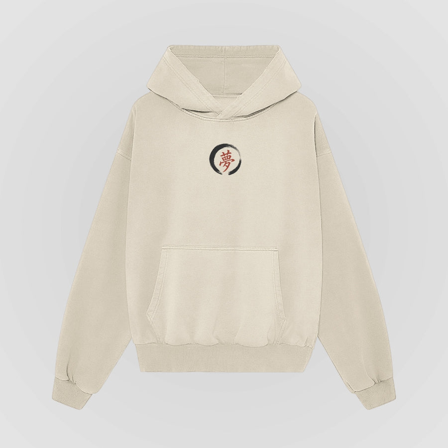 Things Become Oversized Hoodie — Cream — Front (chest ensō)
