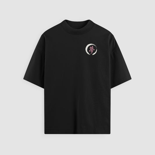 Things Become Oversized Tee — Black — Front (chest ensō)