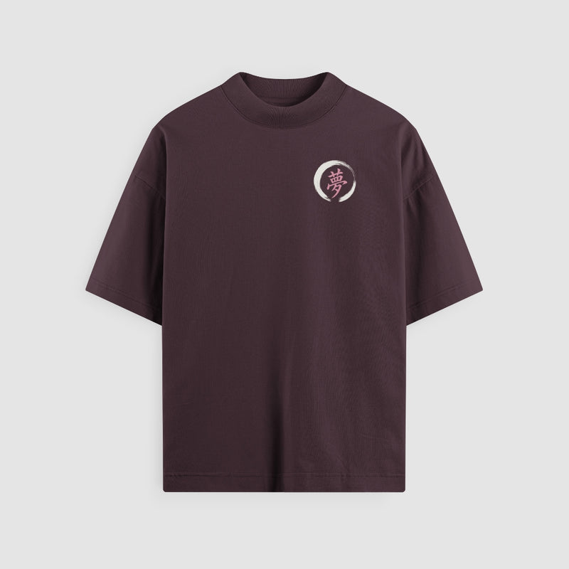 Things Become Oversized Tee — Mulberry — Front (chest ensō)