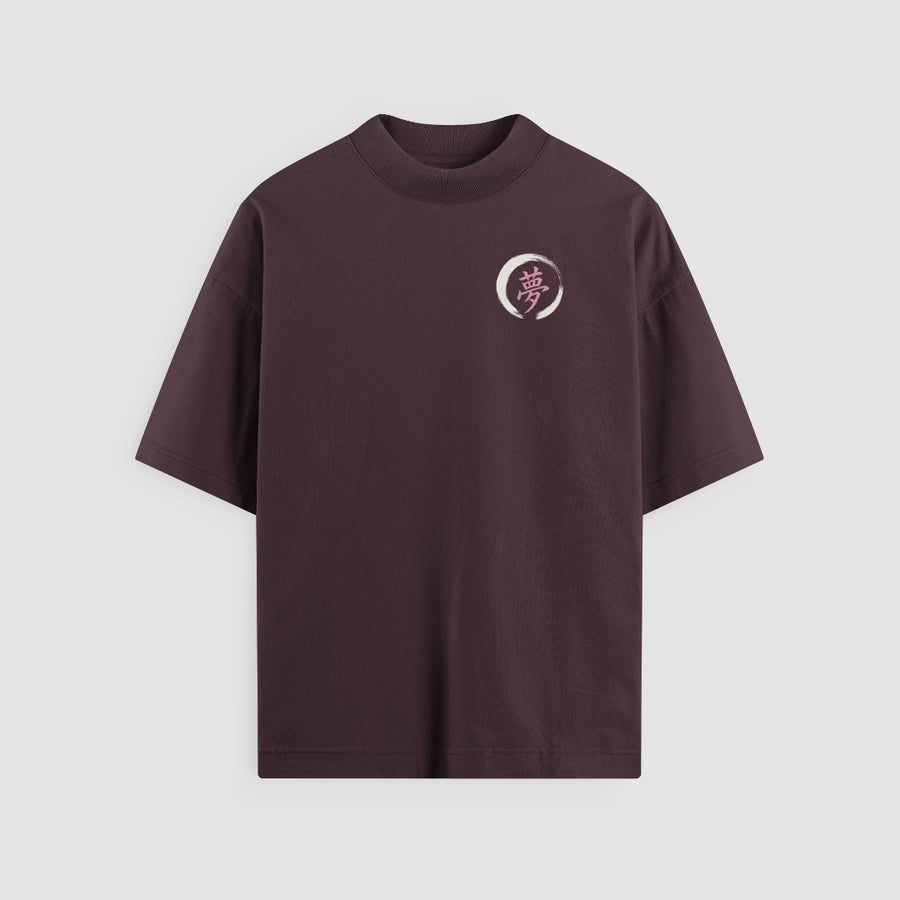 Things Become Oversized Tee — Mulberry — Front (chest ensō)