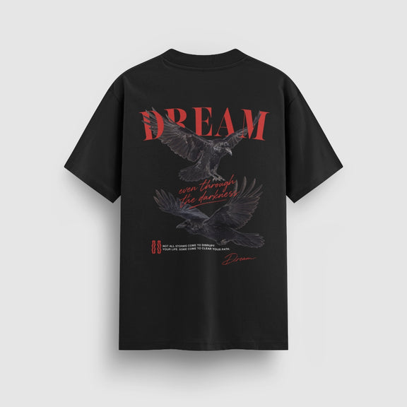 Through Darkness Standard Tee — Black — Back (DREAM ravens graphic)