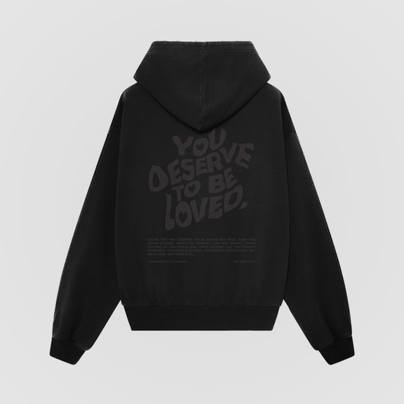 You Deserve To Be Loved Blackout Oversized Hoodie by No Sad Days