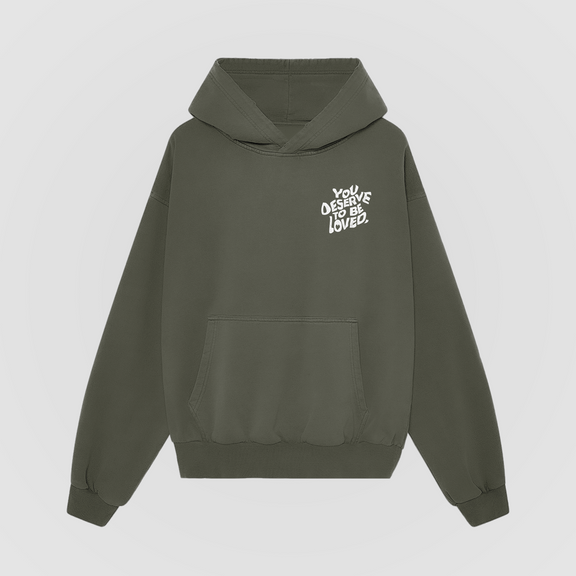 You Deserve To Be Loved Oversized Hoodie - Olive