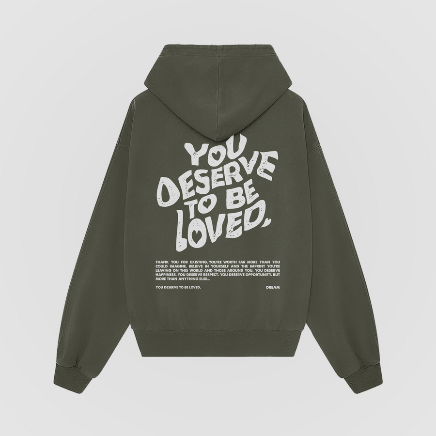 You Deserve To Be Loved Oversized Hoodie - Olive