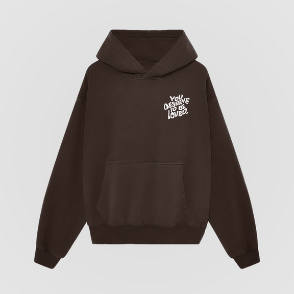 You Deserve To Be Loved Oversized Hoodie - Saddle Brown