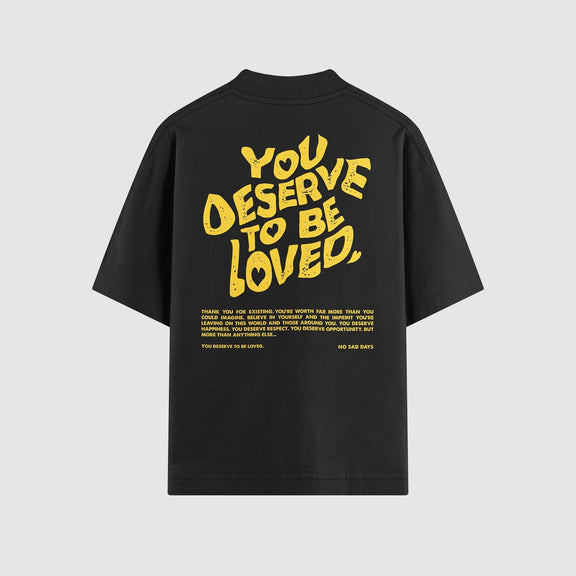 You Deserve To Be Loved Oversized Tee (Yellow Print) by No Sad Days